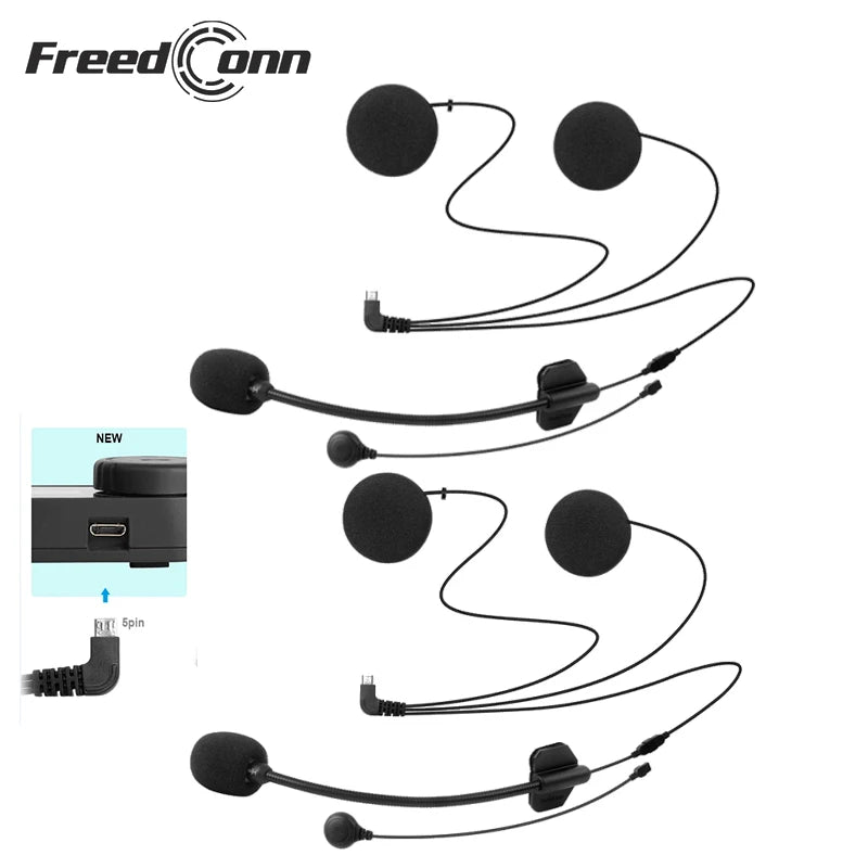 2pcs Headphone Microphone Accessories 2 In 1 Earphone Suit for Freedconn TCOM OS TCOMSC FDC-VB TCOM02 Motorcycle Helmet Intercom