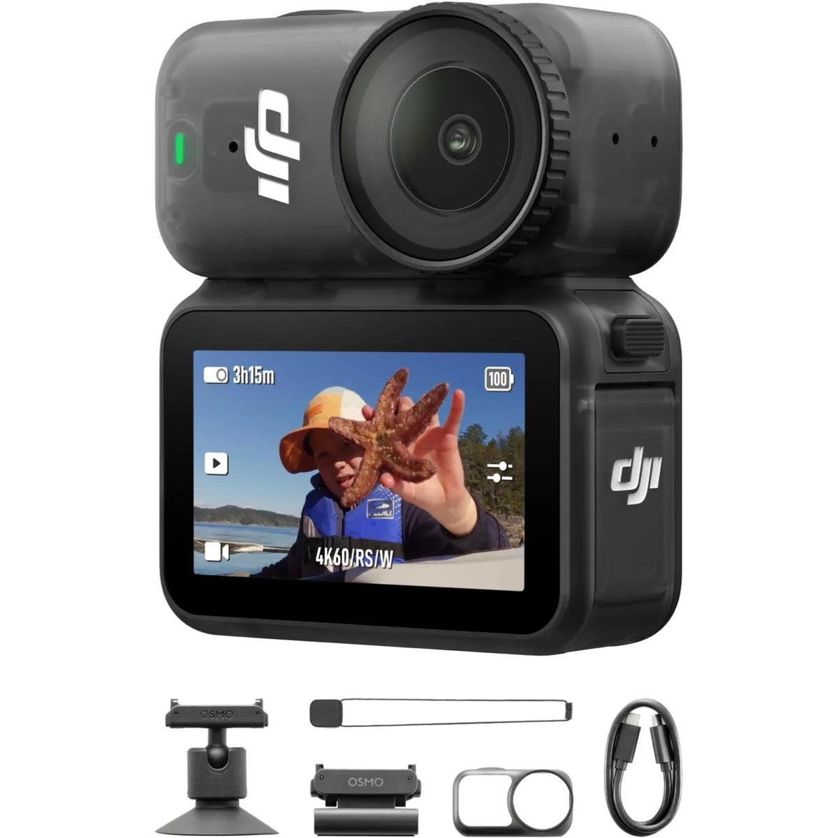 DJI Osmo Nano Standard Combo (128GB) - Small 4K/60fps Vlogging Camera with a 1/1.3" Sensor, 143° Wide FOV Video, 200-Min Recording, Swift Content Transfer, Magnetic POV Cam 4K for Sports, Vlog