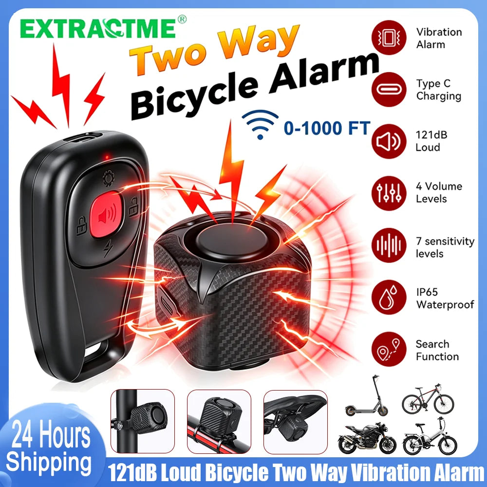 Wireless Motorcycle Bike Vibration Alarm IP55 Waterproof Bicycle Alarm Remote Control Anti-theft Motobike Detector Alarm System