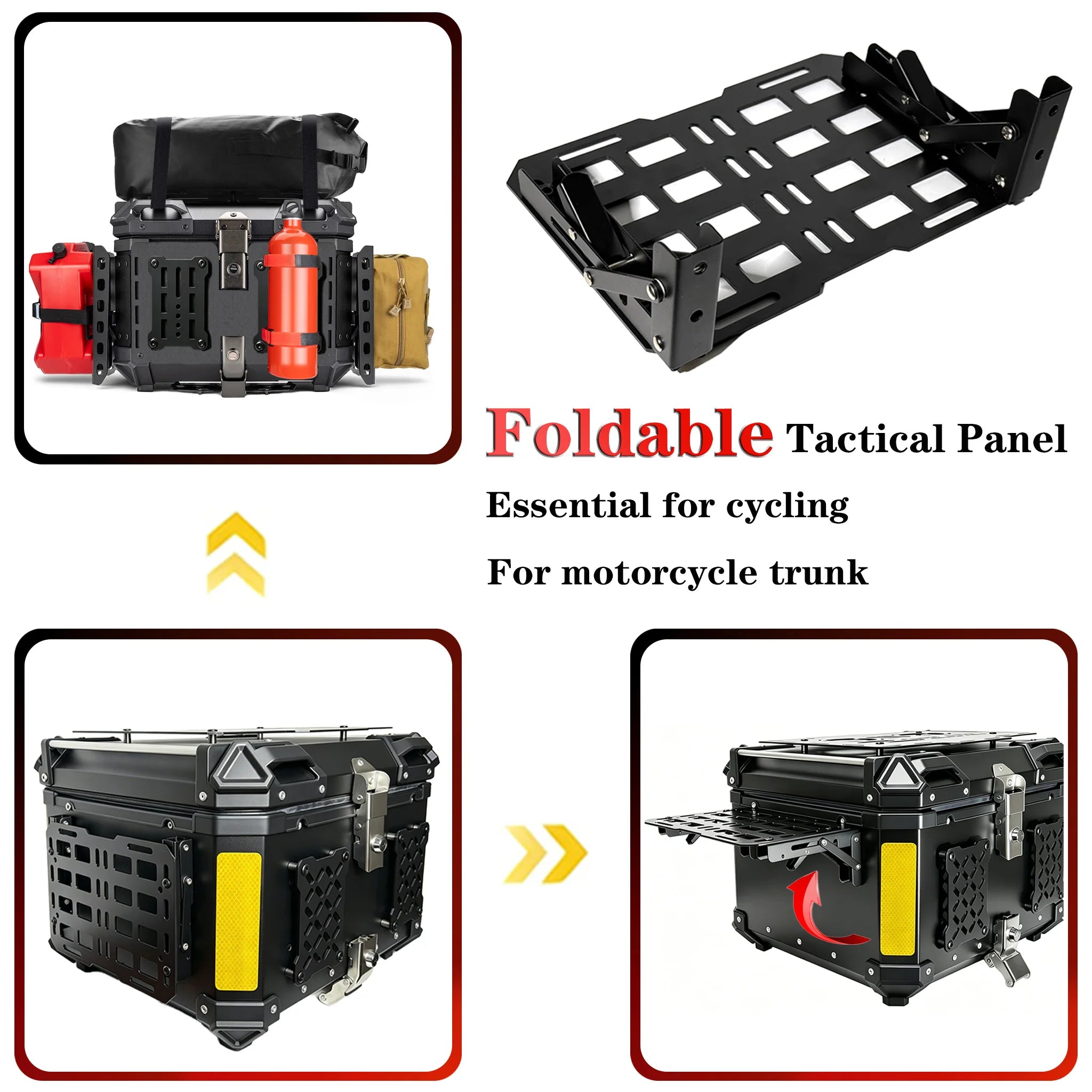 Folding Molle Panel Trunk Tail Box Top Case Tactical Modular Organizer Universal Motorcycle Side Panel Expand Storage