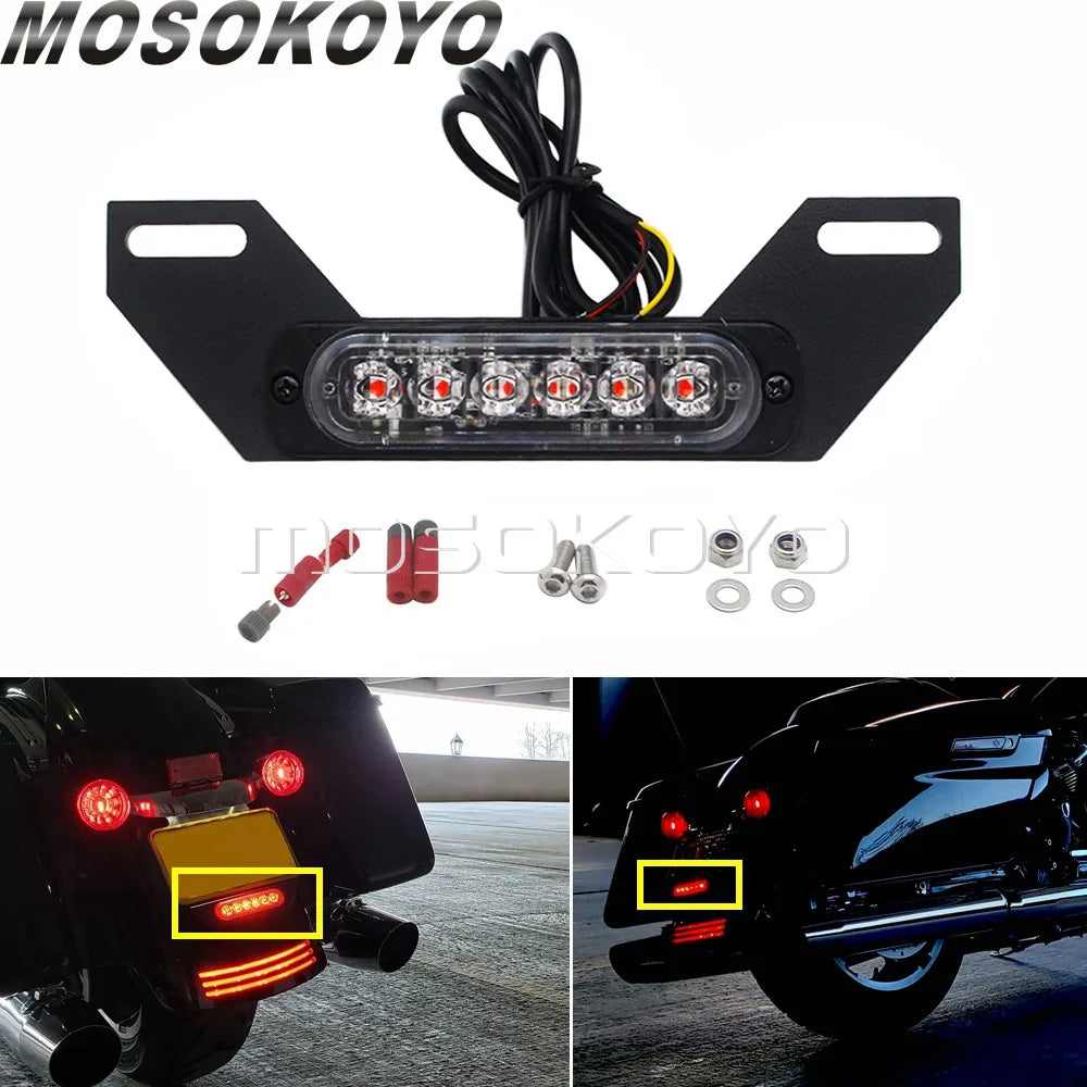 Universal Motorcycle Rear LED B6 License Plate Auxiliary Light Burst Flash Brake Tail Light For Harley Honda Suzuki Yamaha BMW