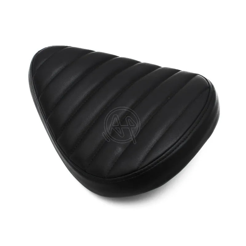 Motorcycle Retro Black Leather Solo Seat for Harley Custom Chopper Bobber Leather Saddle Seat