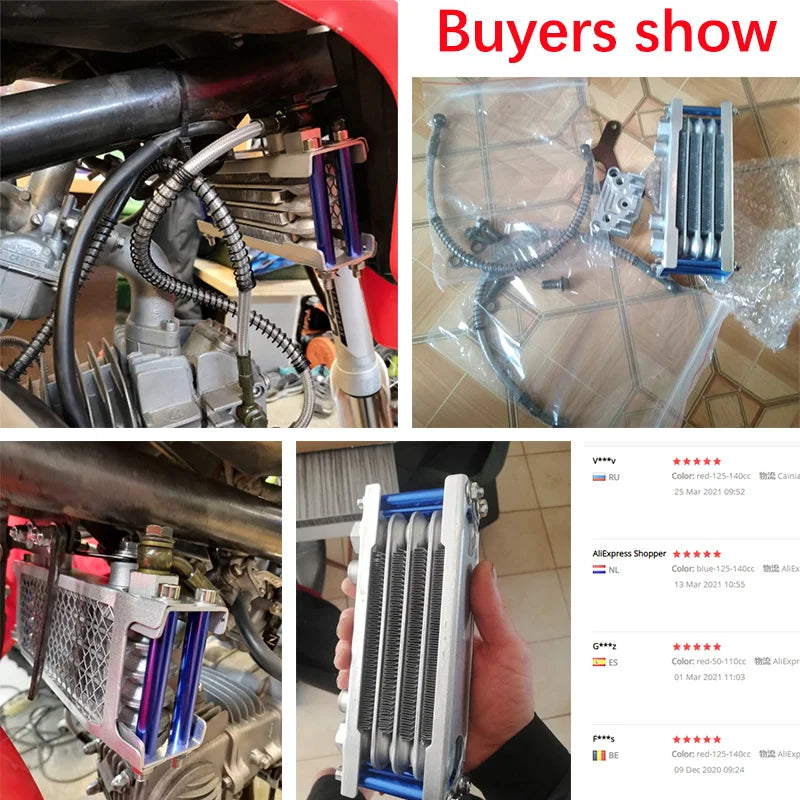 Oil Cooler Motorcycle Oil Radiator Kit Engine Cooling for 50 125 140cc Motocross Universal Dirt Pit Bike ATV Enduro Accessories