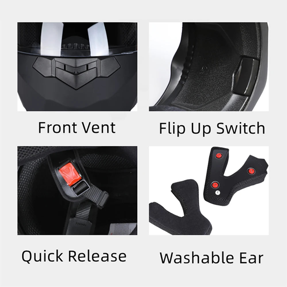 Bluetooth Men's Motorcycle Helmets Full Face Casco for Motorcycles Man Motocross Kask Flip up Casque De Moto  DOT Certified BLD