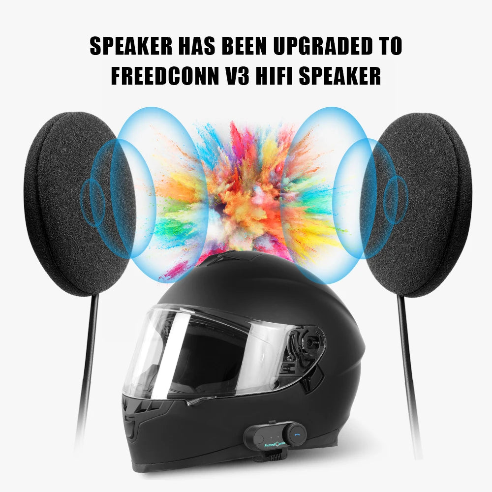 Freedconn Helmet Bluetooth Headset Group Motorcycle Intercom Headphones FM Music Share Intercomunicador up to 6 Riders T Com VB