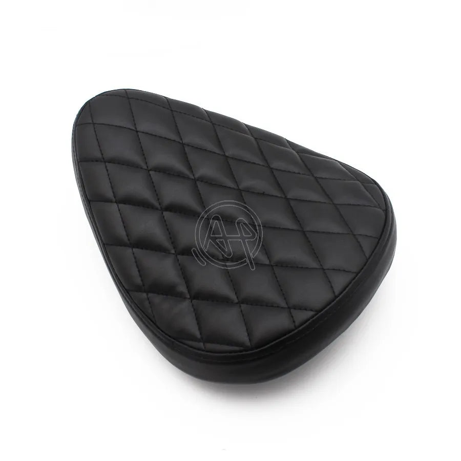Motorcycle Retro Black Leather Solo Seat for Harley Custom Chopper Bobber Leather Saddle Seat