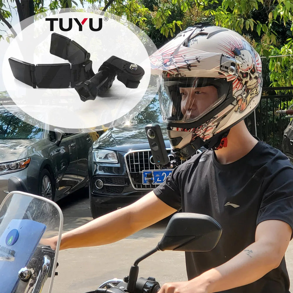 TUYU Full Face Helmet Chin Mount Holder for GoPro Hero 9 8 7 5Yi 4K Insta360 Camera Strap Flodable Front Chin Mount Accessories