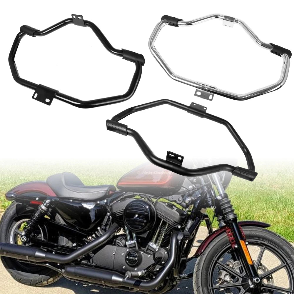 Motorcycle Mustache Engine Guard Highway Crash Bar Black/ Chrome For Harley Sportster XL883 XL1200 48 72 2004-2017