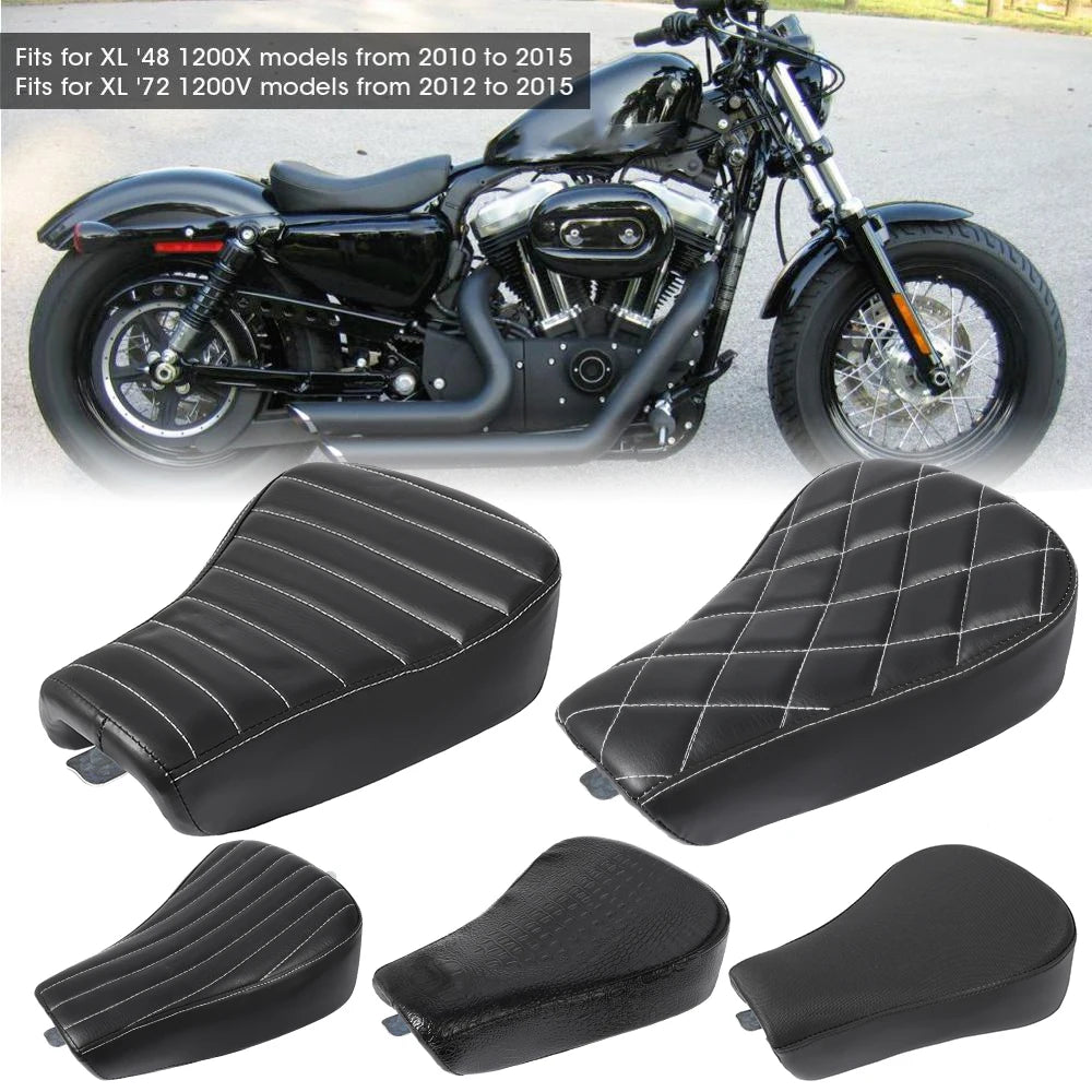 5 Models Black Motorcycle Front Driver PU Leather Pillow Solo Seat Cushion For Harley Sportster Forty Eight XL1200 883 72 48