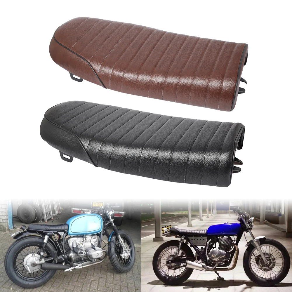 Motorcycle Cafe Racer Vintage Replacement Hump Saddle Seat PU Leather Refit Flat Saddle Cushion For Yamaha Kawasaki Honda CG125