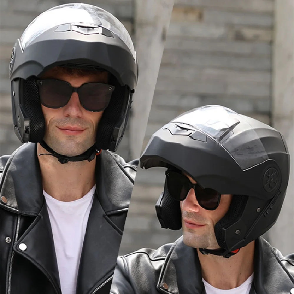Bluetooth Men's Motorcycle Helmets Full Face Casco for Motorcycles Man Motocross Kask Flip up Casque De Moto  DOT Certified BLD
