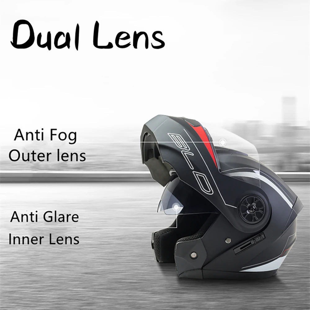 Bluetooth Men's Motorcycle Helmets Full Face Casco for Motorcycles Man Motocross Kask Flip up Casque De Moto  DOT Certified BLD