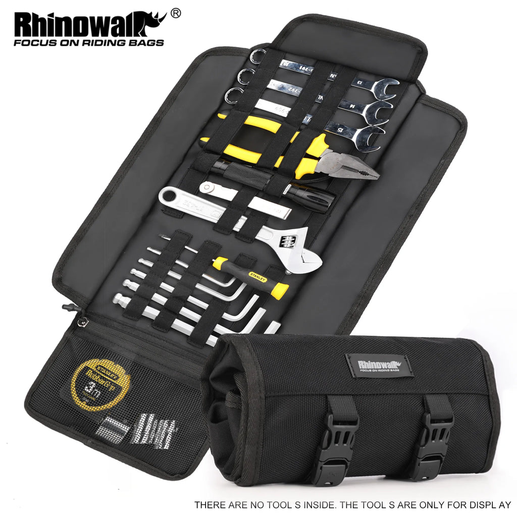 Rhinowalk Motorcycle Tool  Bag Roll Toolkit Saddle Bag Portable Repair Kit Storage Pouch Universal Large Capacity Side Tool Bag