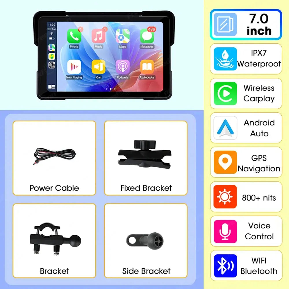 Freedconn Motorcycle Navigation Carplay Android Auto Moto Display Screen Portable Motobike Digital Dashboard Waterproof Monitor