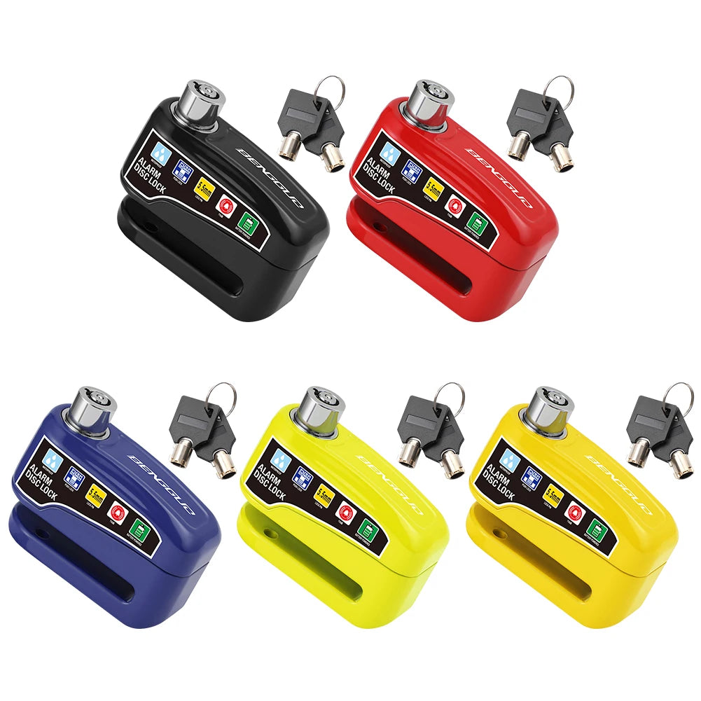 Motorcycle Alarm Lock Wheel Disc Brake Lock with Key Motorbike Scooter Waterproof Anti-theft Aluminum Alloy Security Brakelock