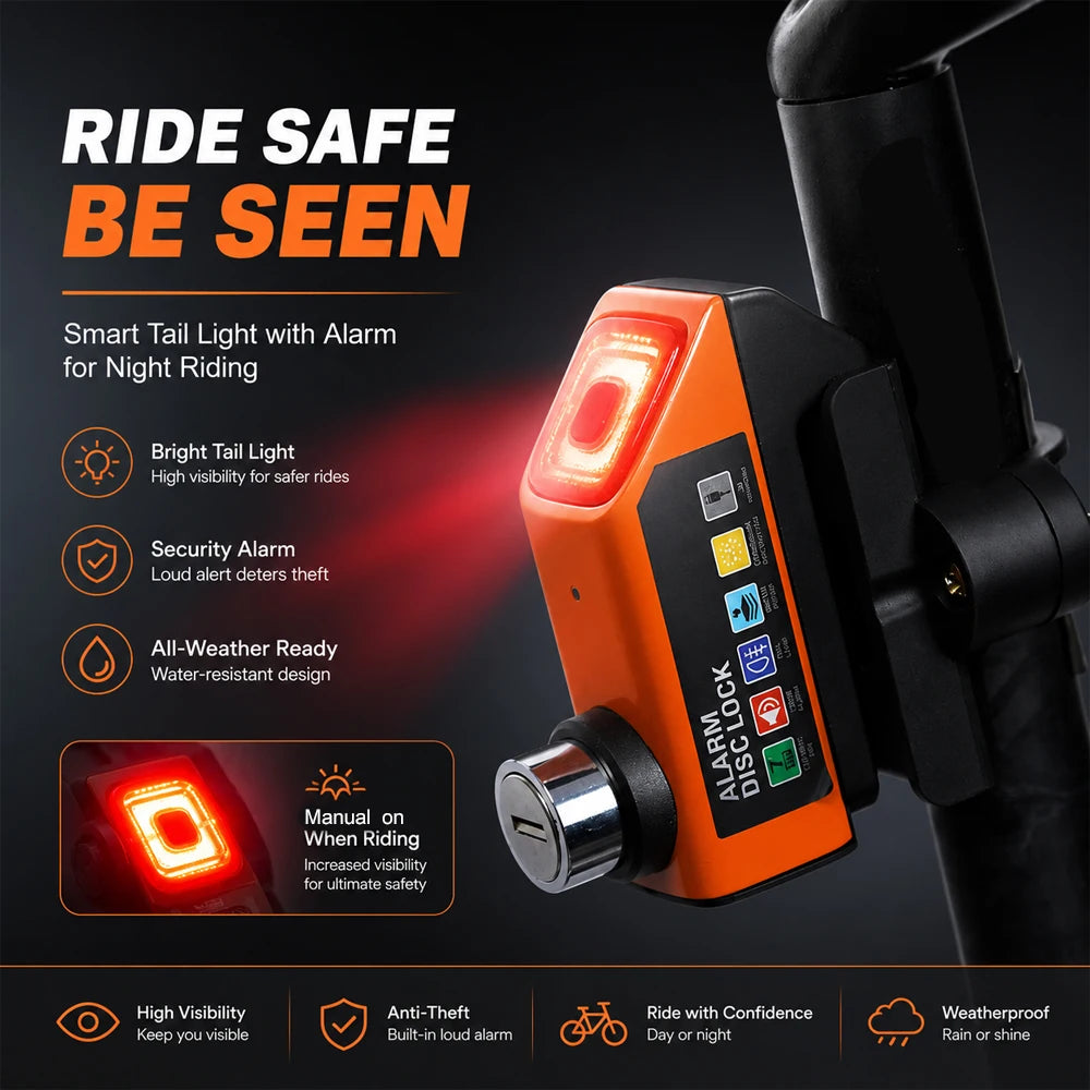 Motorcycle Alarm Disc Brake Lock 120dB Loud Anti Theft Alarma Security Moto Wheel Disk Padlock Waterproof Motorcycle Disc Lock