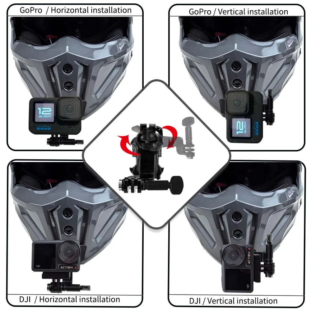 TUYU SCORPION EXO-Covert X Helmet Custom Aluminium Chin Mount for GoPro Hero12 11 10 9 8 Insta360 X4 X3 X2 One Rs DJI 3 4 Camera