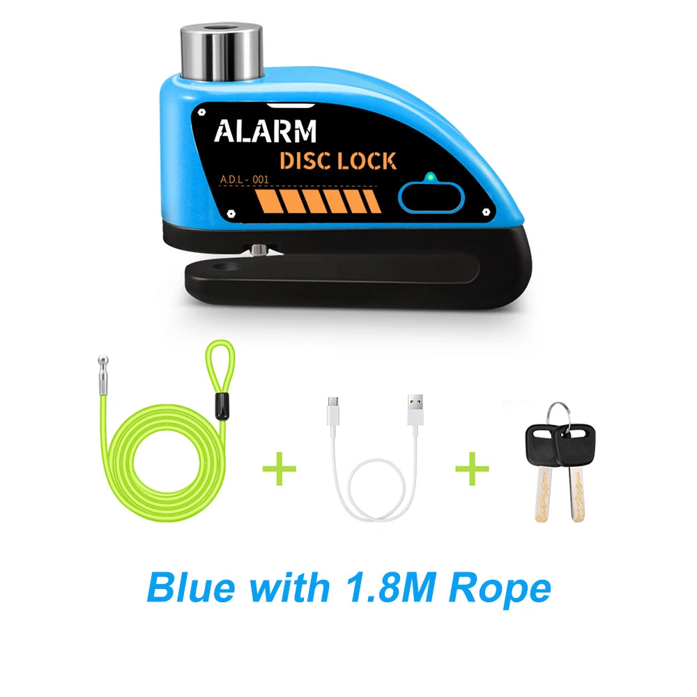 Anchtek Motorcycle Rechargeable Disc Lock Alarm 120db Bicycle Anti-theft Padlock Security Protection Bike Motorbike Accessories