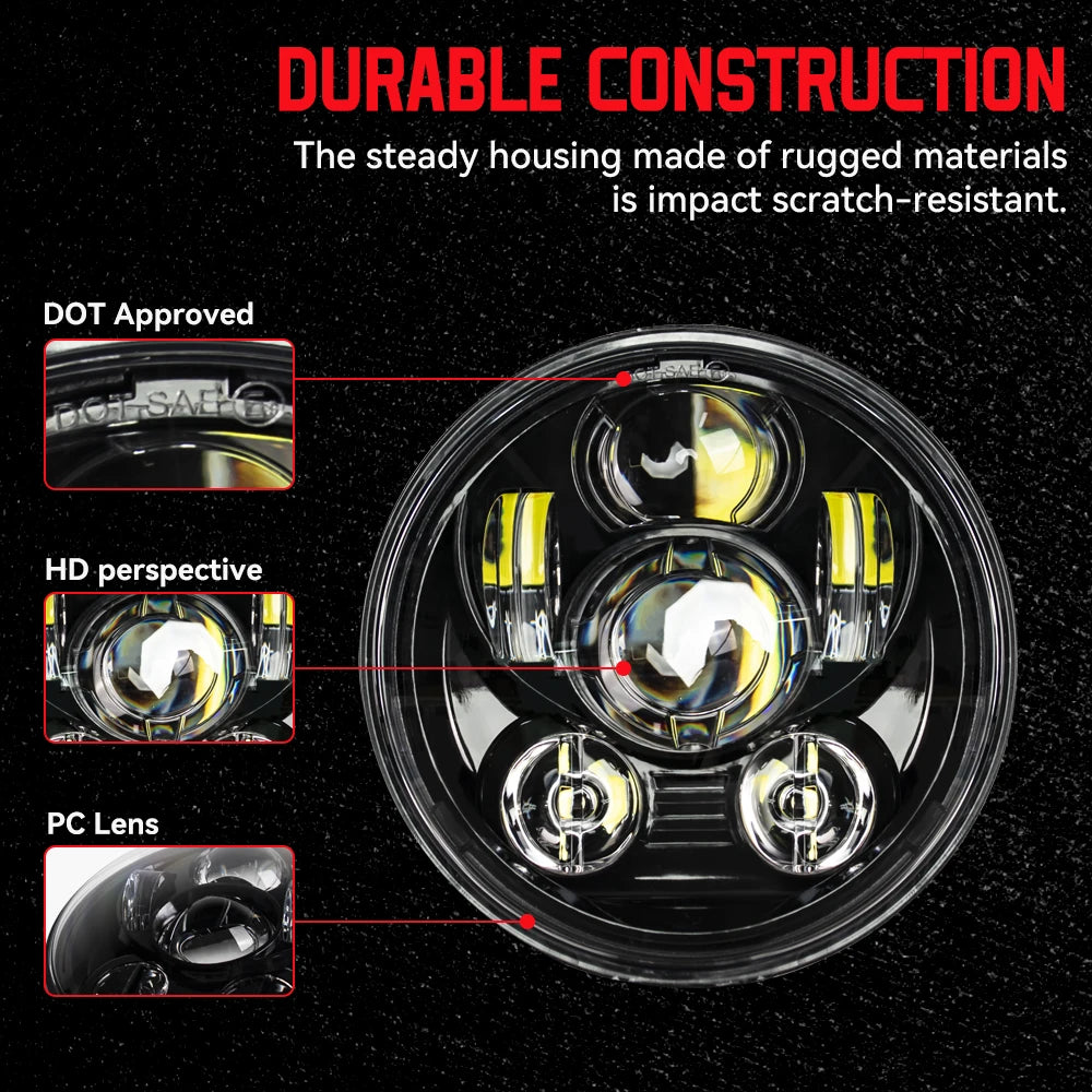 New Style 5.75 Inch LED Headlight 5 3/4" led DRL Waterproof Motorbike Headlights For Dyna Softail Sportster 883 XL883 FXCW