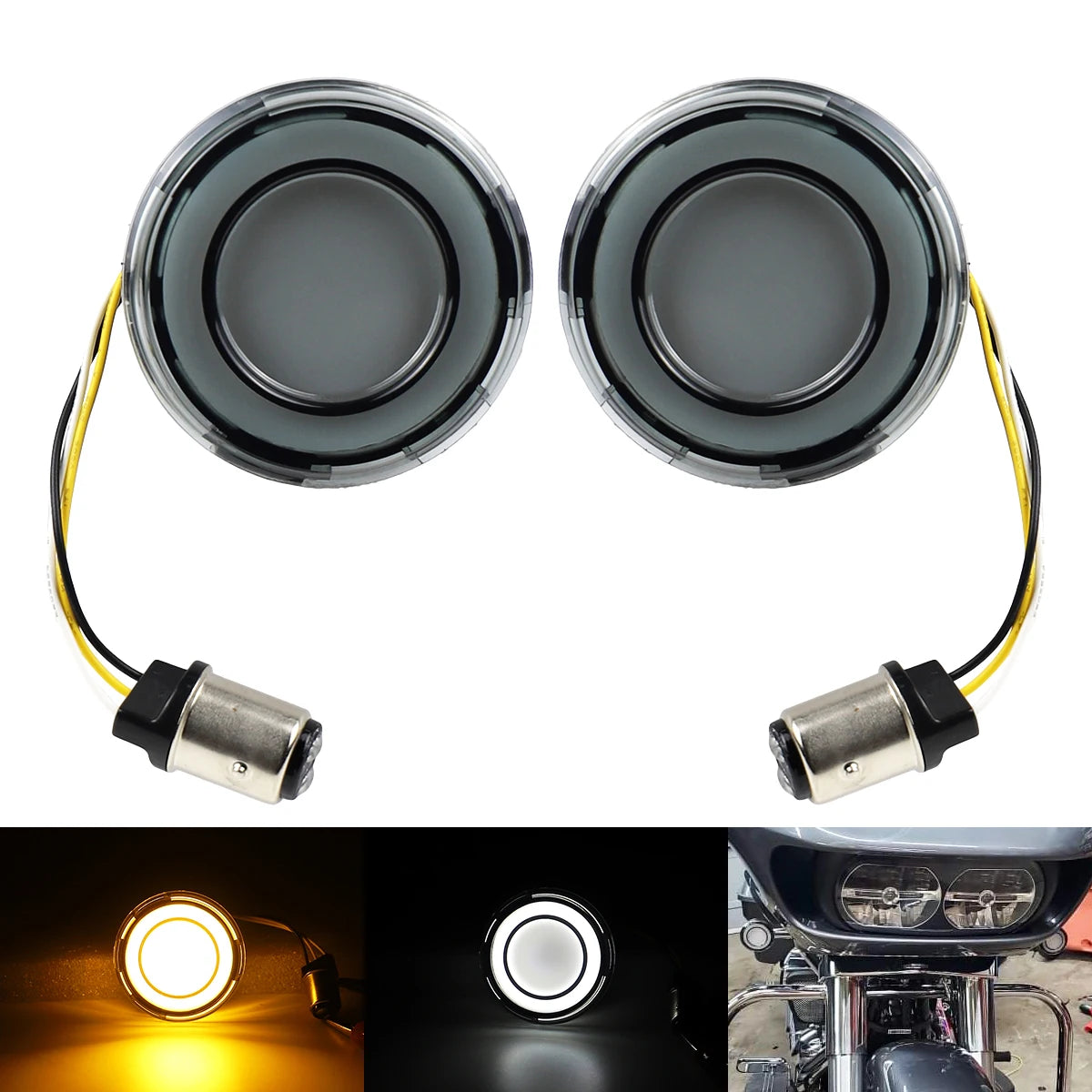 2" LED Turn Signal 1157 Bases Motorcycle Front Turn Singal Light for Softail Touring Dyna Sportster Road King Glide