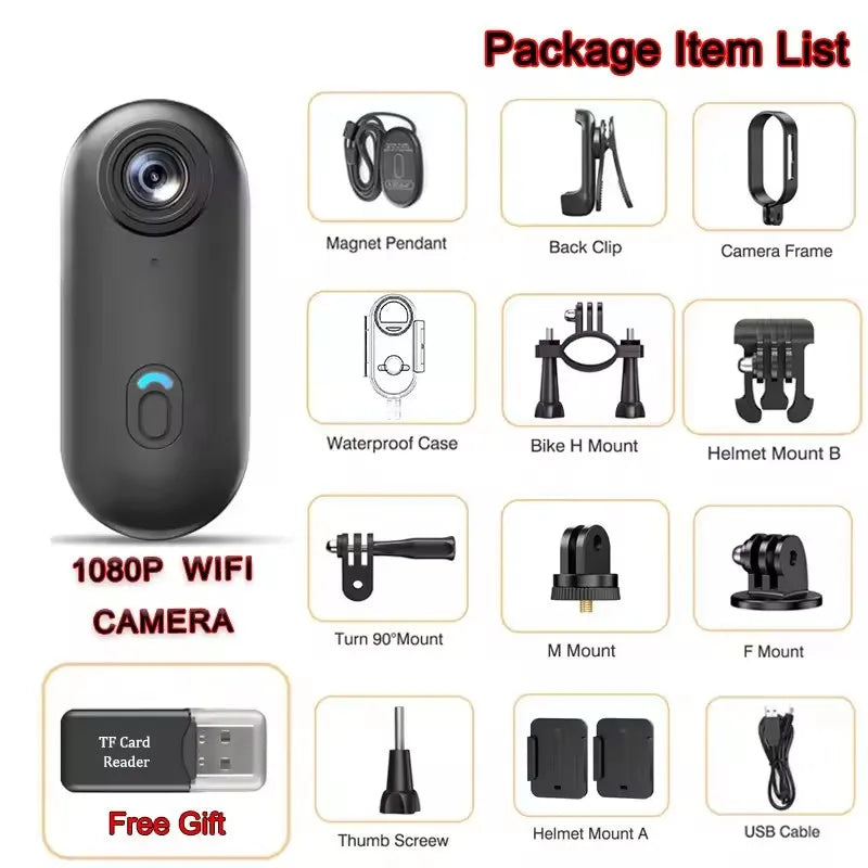 Sport Camera Mini Body Cam Helmet Handlebar Motorcycle Road Battery Body Cam Full HD 4K Wifi Sports Action Camera