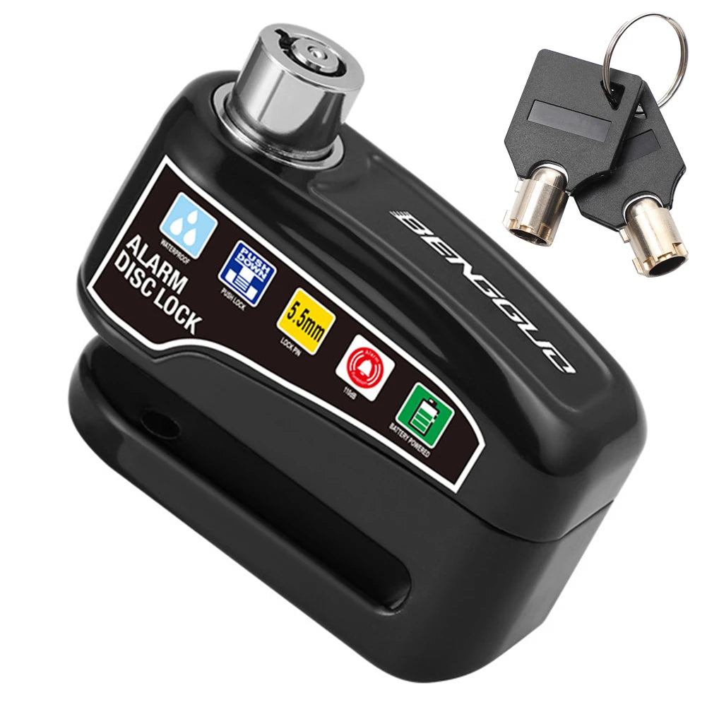 Motorcycle Alarm Lock Wheel Disc Brake Lock with Key Motorbike Scooter Waterproof Anti-theft Aluminum Alloy Security Brakelock