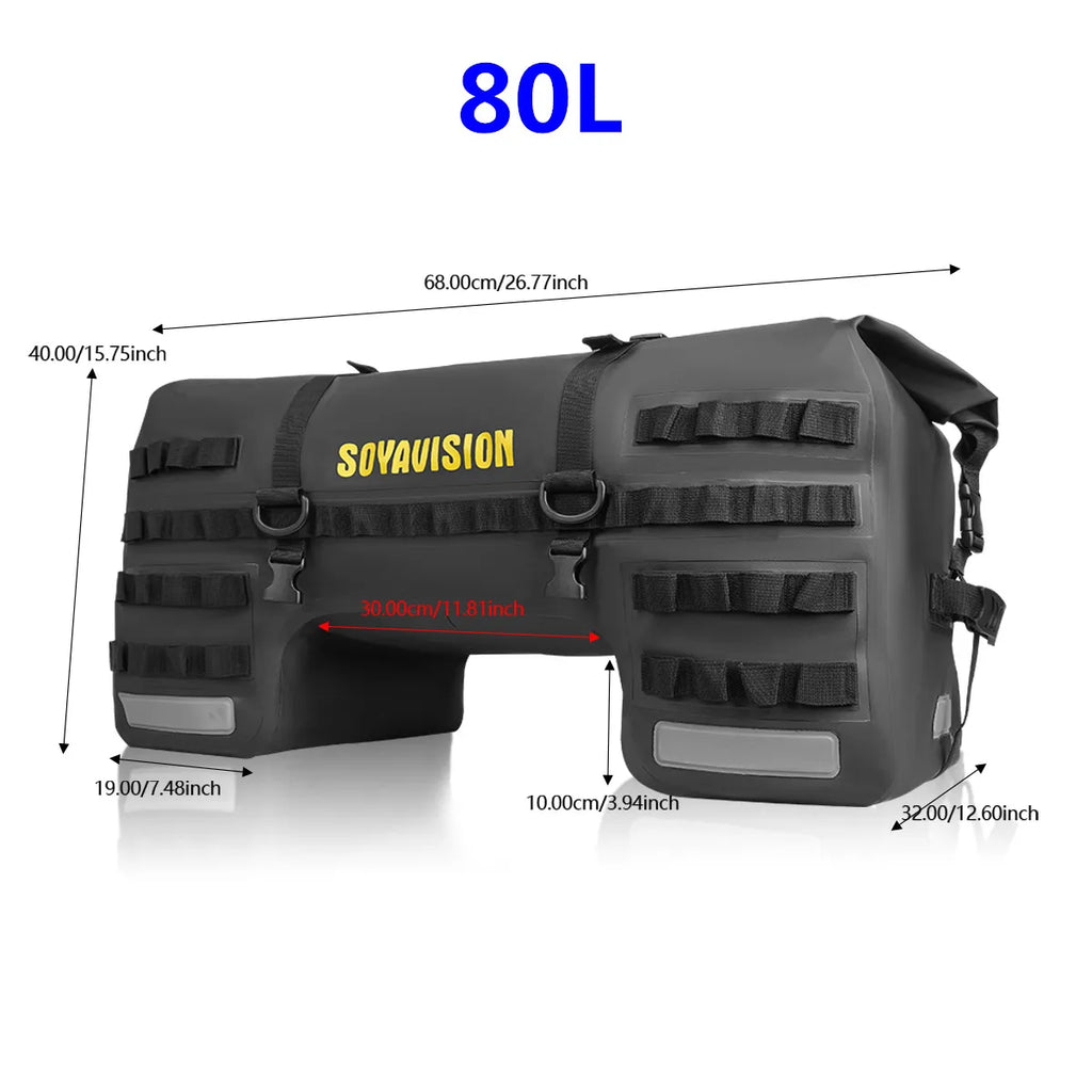 SOYAVISION Dry Motorcycle Tail Bag 80L/50L Waterproof PVC Motor Back Seat Luggage for Travel,Sport Touring & Adventure Riding