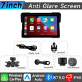 7"Motorcycle Multimedia Player GPS Navigation Recorder Wireless CarPlay Android Auto IP67 Waterproof Screen Bluetooth 2024 New