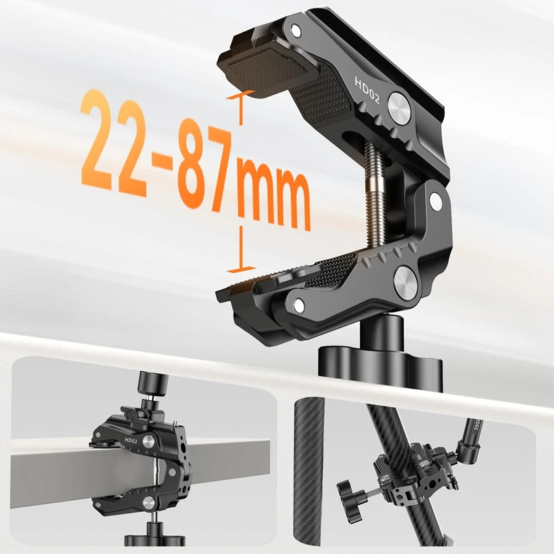 Ulanzi HD02 Quick Release Clamp Bracket Magic Arm Super Clamp with 360° Mini Ball Head 1/4 Screw Clip for SLR Camera Gopro Phone