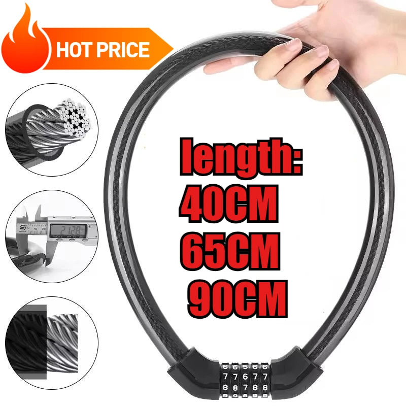 Reinforced Motorcycle 4-digit Code Anti-theft Lock Reinforced Mountain Bike Road Bike Security Lock Portable Accessories