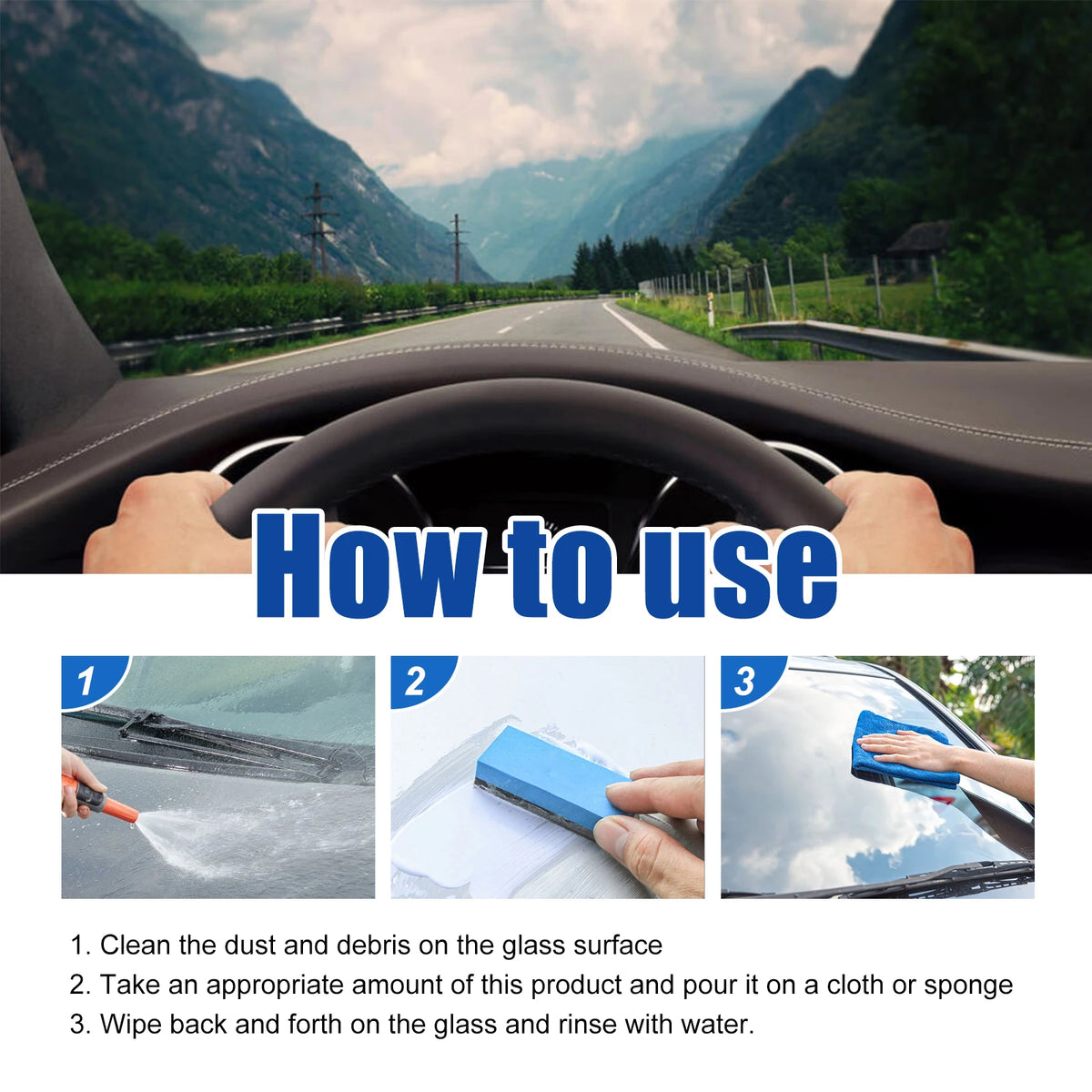 Car Glass Oil Film Remover Glass Polishing Compound Windshield Cleaner Car Glass Polishing Clear Window Auto Detailing