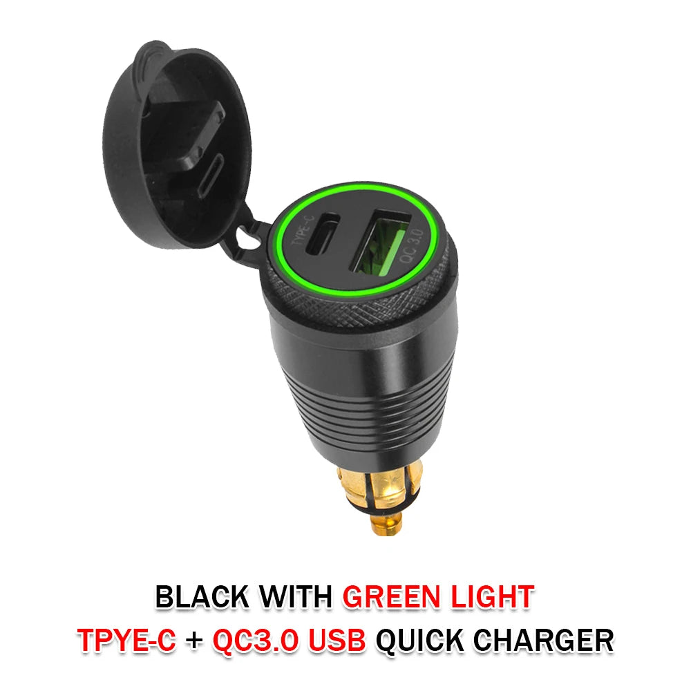Motorcycle Quick Charger USB Type-C QC 3.0 Power Adapter Socket Plug For BMW R1100RT R1250GS Adventure R1200GS GS1200 ADV LC