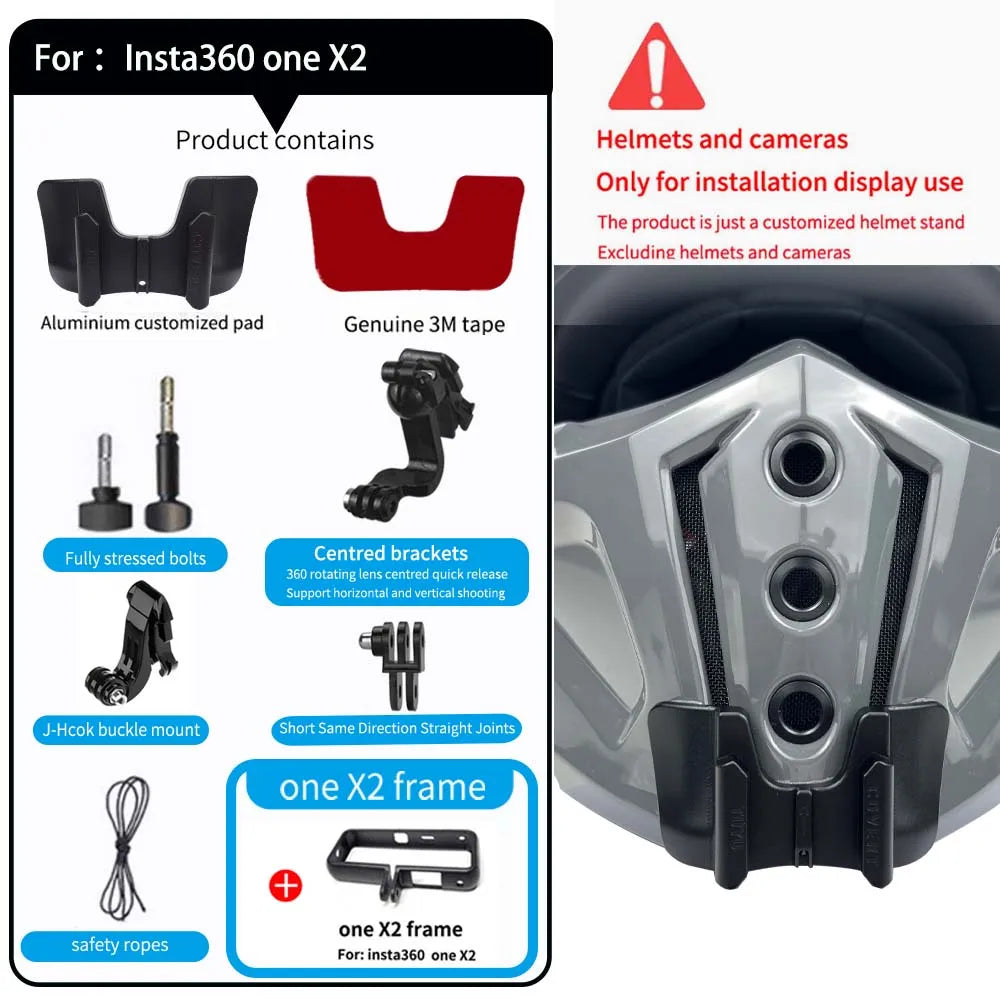 TUYU SCORPION EXO-Covert X Helmet Custom Aluminium Chin Mount for GoPro Hero12 11 10 9 8 Insta360 X4 X3 X2 One Rs DJI 3 4 Camera