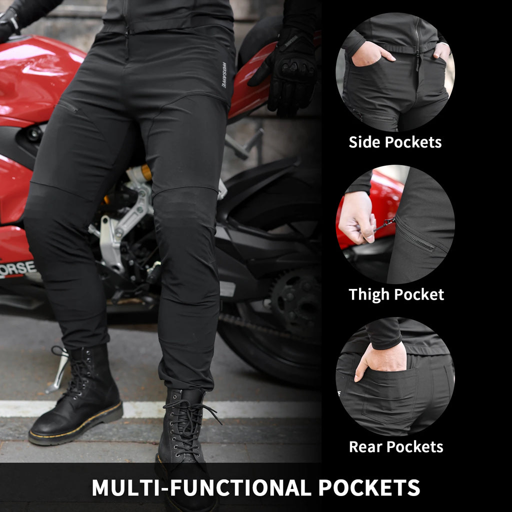 WOSAWE Men's Motorcycle Jacket Pant Set Summer Riding Breathable Jacket Elasticity Slim Fit Riding Jacket Quick Dry Clothing