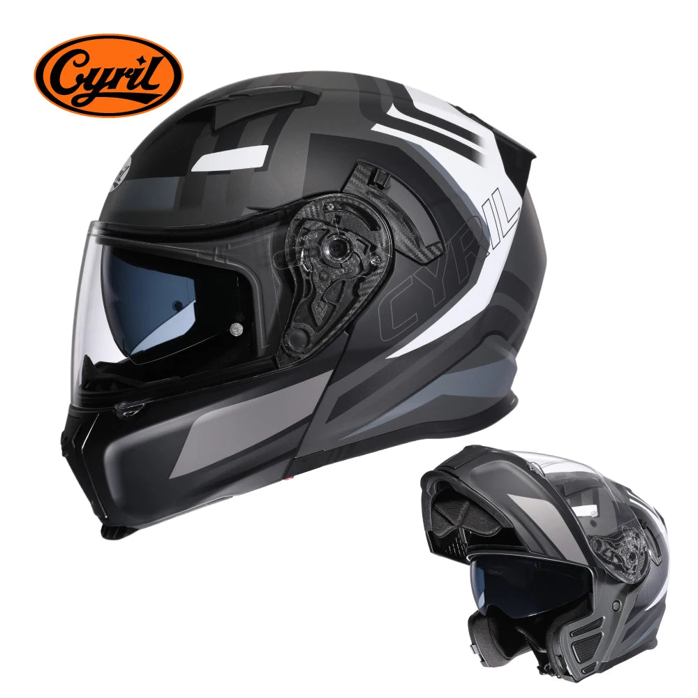 CYRIL Unisex Modular Motorcycle Helmet Dual Visor Adult Electric Scooter Helmet Men and Women Size M-XXXL