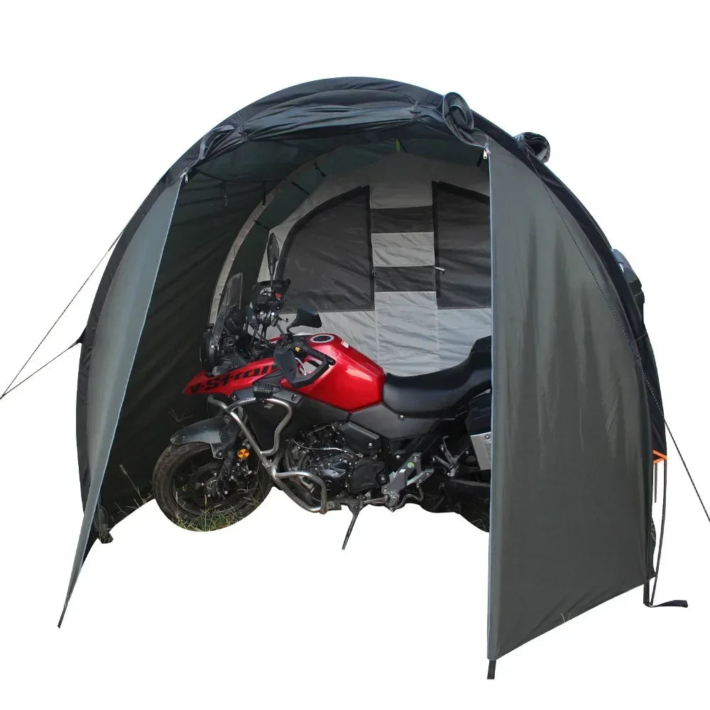 STLF2024 Newest Model, Windproof and Rainproof Portable Covered Turbo Tent Camping Motorcycle Tent