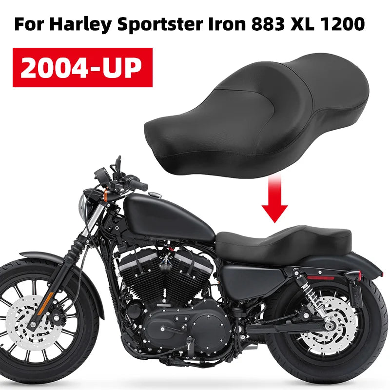 Motorcycle Two UP Driver Front Rear Passenger Seat PU Leather For Harley Sportster XL883 XL1200 Iron XL 883 1200 48 2004-2015