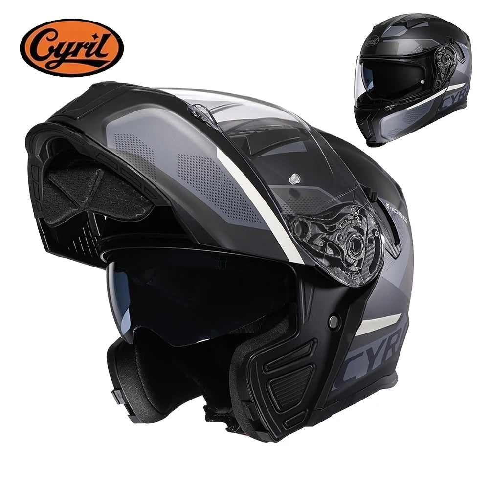 CYRIL Unisex Modular Motorcycle Helmet Dual Visor Adult Electric Scooter Helmet Men and Women Size M-XXXL