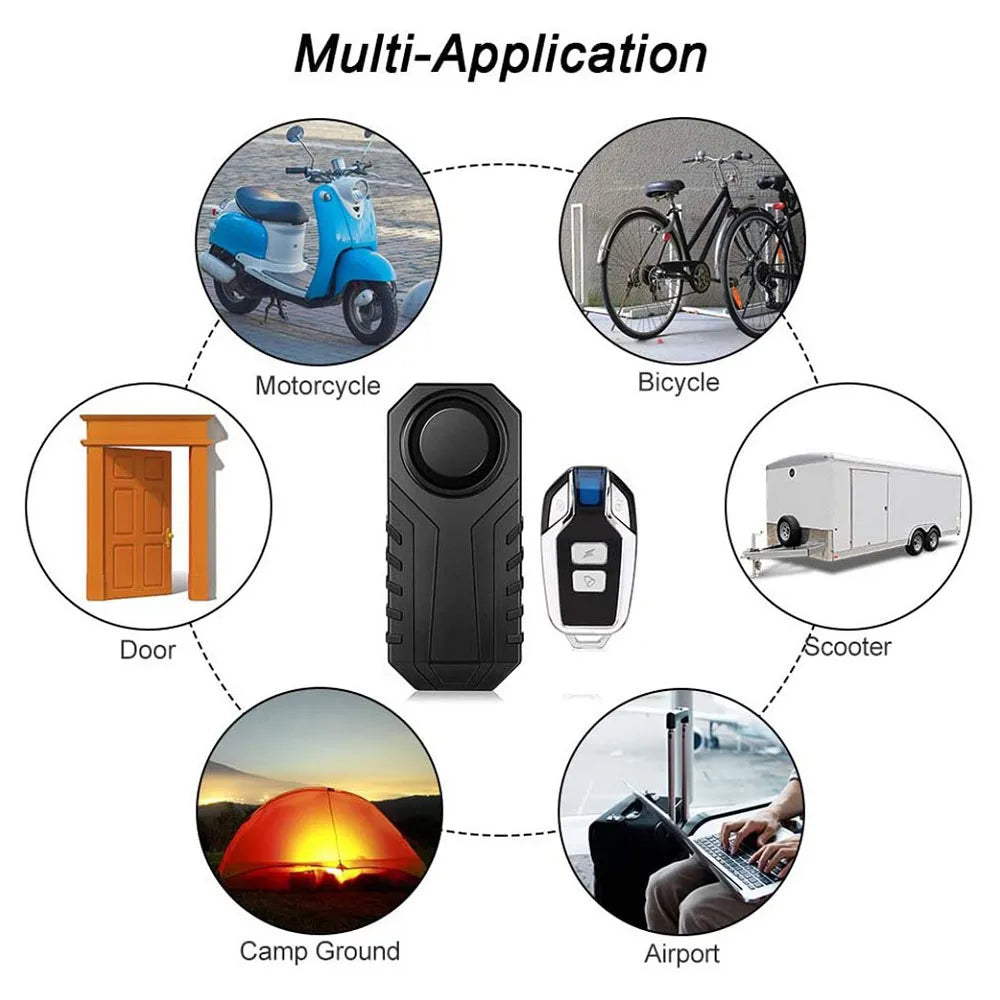 Wireless Motorcycle Bike Vibration Alarm IP55 Waterproof Bicycle Alarm Remote Control Anti-theft Motobike Detector Alarm System