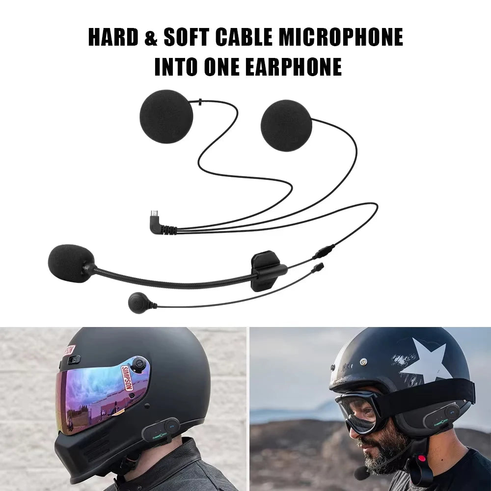 2pcs Headphone Microphone Accessories 2 In 1 Earphone Suit for Freedconn TCOM OS TCOMSC FDC-VB TCOM02 Motorcycle Helmet Intercom
