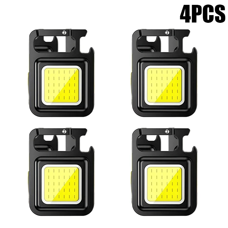 Super Bright Mini COB Keychain Flashlight Charging Lamp Camping Lights with Magnet 4 Lighting Modes for Emergency Lighting Torch
