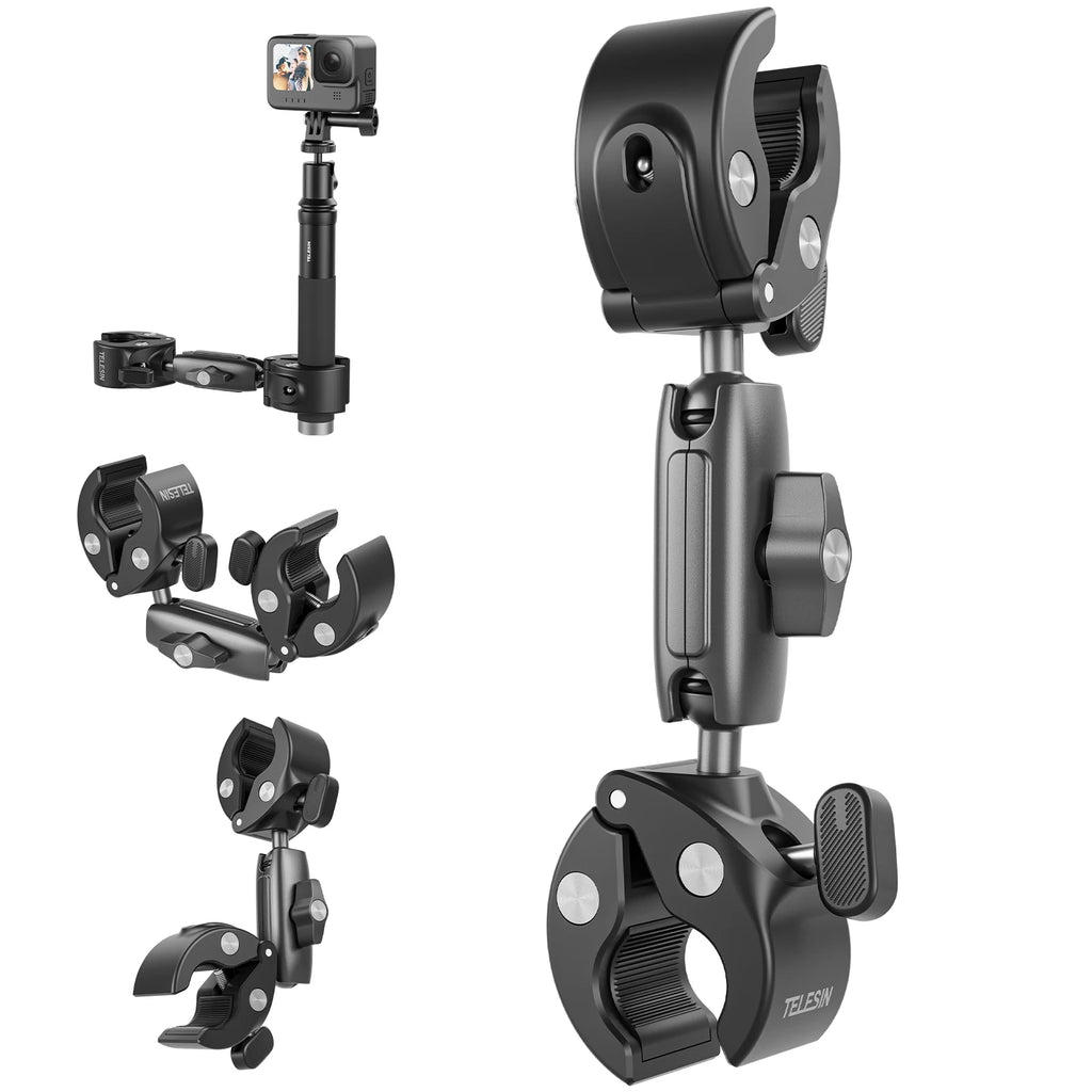 TELESIN Motorcycle Bike Monopod Bicycle Handlebar Panoramic Mount Invisible Selfie Stick Bracket for GoPro Hero DJI Insta360