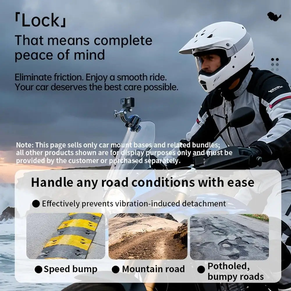 Kewig X2 Motorcycle Windshield Camera Mount Anti-Slip 180° Rotatable Aluminum Alloy Holder for GoPro DJI Insta360 Action Camera