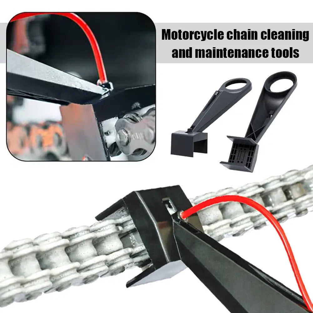 Motorcycle Chain Cleaner Tool Kit with Wax Applicator, Brush Attachment for Bike Maintenance Dirt Removal & Lubrication