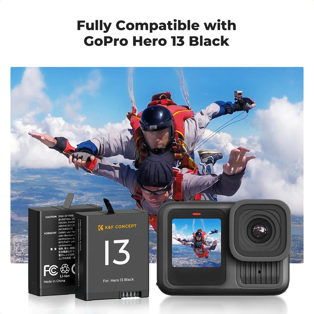 K&F CONCEPT 3-Pack Enduro Battery for Hero13 Battery and Upgraded Fast Charger for GoPro Hero 13 Battery Hero 13 Black Camera
