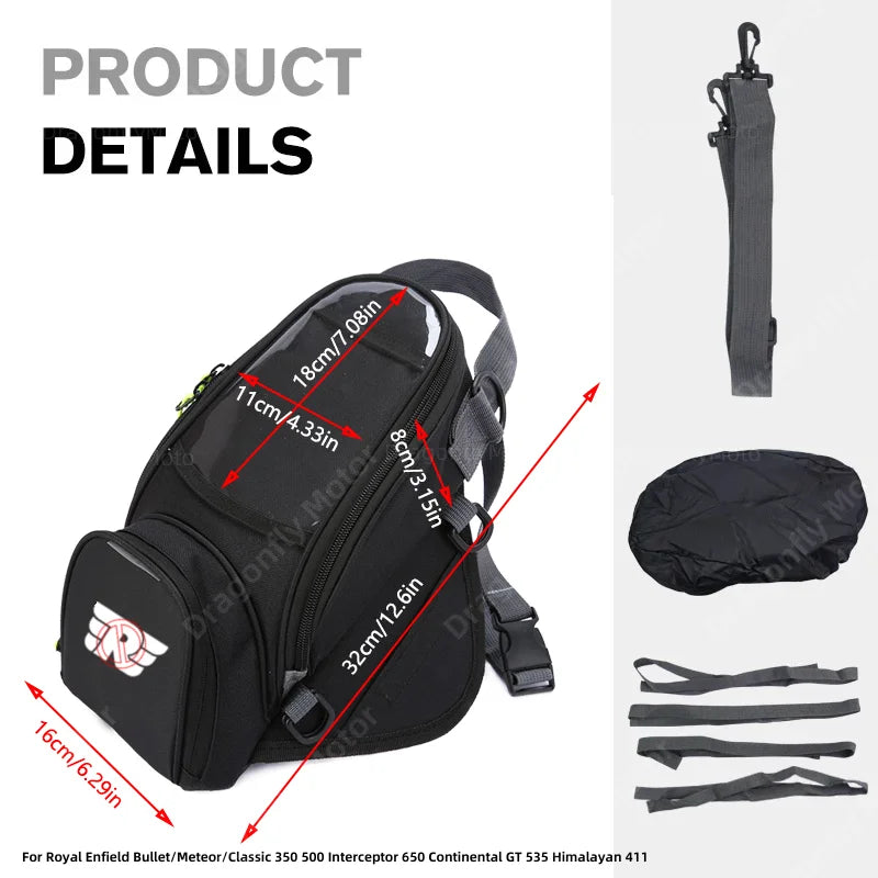 Motorcycle Fuel Bag Mobile Phone Navigation Tank For Royal Enfield Bullet/Meteor/Classic 350 500 Interceptor 650 Continental GT