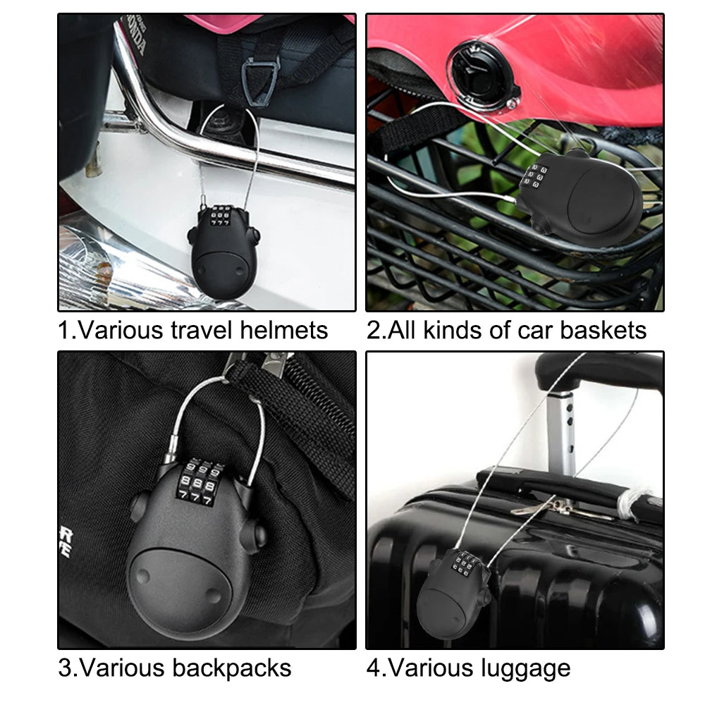 Code Lock Anti-theft Security Lock Telescopic Wire Rope Lock Wire Cable Combination Lock Motorcycle Helmet Code Lock