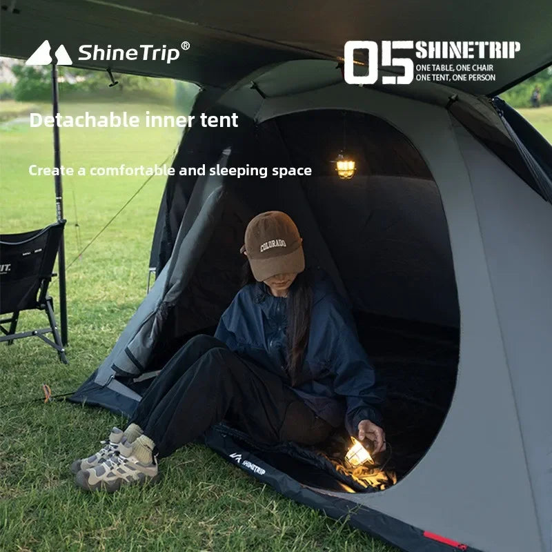 ShineTrip Camping Tent Double Multi Functional Waterproof Sunscreen Large Space Tunnel Tent Motorcycle Camp Travel Skyline Tent
