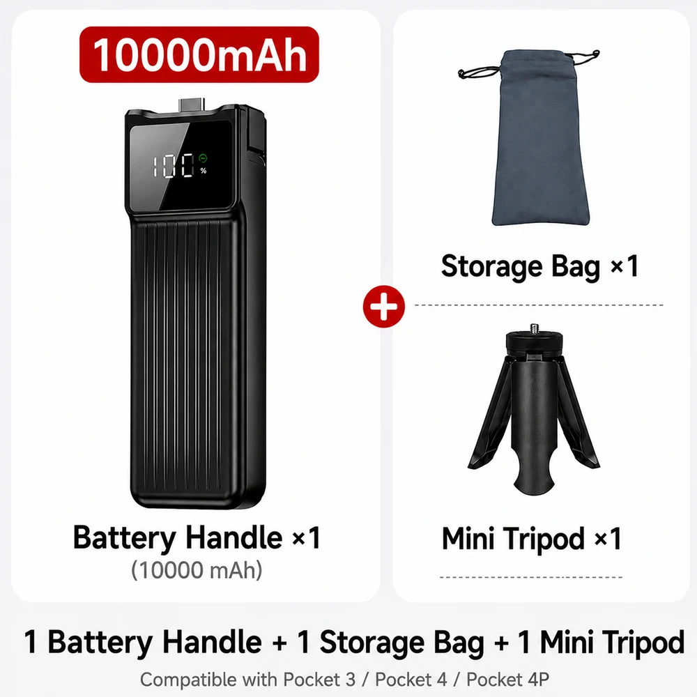 NOHON 5000/10000mAh High Capacity Battery Handle for DJI Osmo Pocket 3/4 22.5W PD Fast Charging Battery Portable Battery Handle