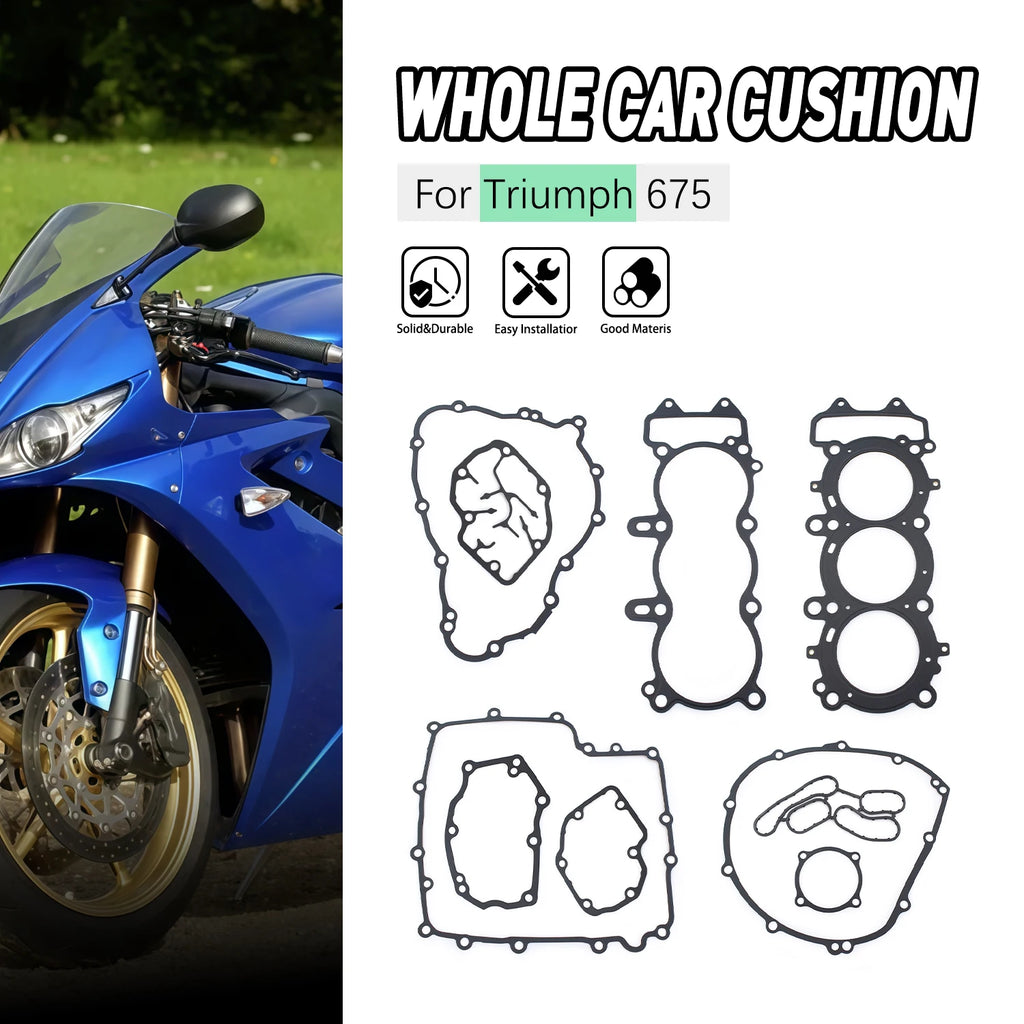 Motorcycle Complete Cylinder Gaskets Kit Set For Triumph 675 Engine Stator Cover Gasket